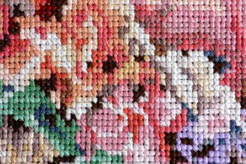Closeup of cross stitch Stock Photos