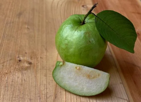 Closeup of a cut guava Stock Photos
