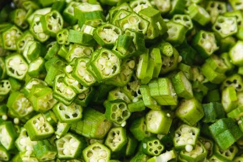 Closeup of cut okras Stock-Fotos
