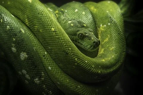 Closeup of a cute green tree python Foto stock