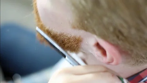 Closeup cutting and grooming beard Stock Footage
