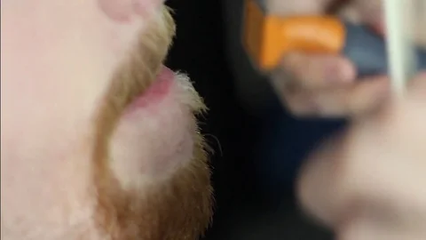 Closeup cutting and grooming beard old-styled footage Stock Footage 77949993