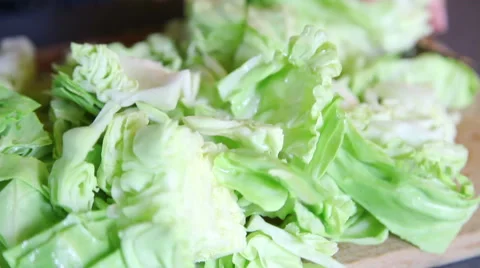 Closeup of cutting cabbage Stock Footage 40978560