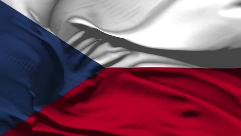 Closeup Czech Republic Flag Wave Loop waving in wind Realistic Czech Republi Stock Footage 320378649
