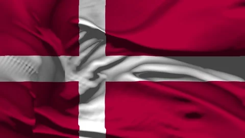 Closeup Danmark Flag Wave Loop waving in wind Realistic Danmark Flag backgro Stock Footage 320453242