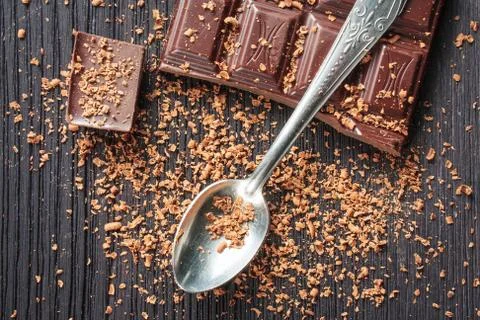 Closeup of dark chocolate Stock Photos