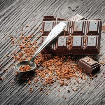 Closeup of dark chocolate Stock Photos