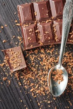 Closeup of dark chocolate Stock Photos