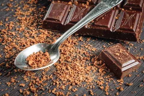 Closeup of dark chocolate Stock Photos