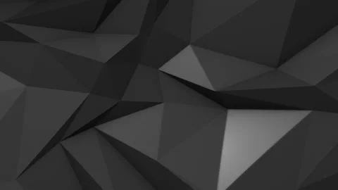 Closeup of dark gradient 3D geometric triangle shapes moving organically looping Video stock 212412330
