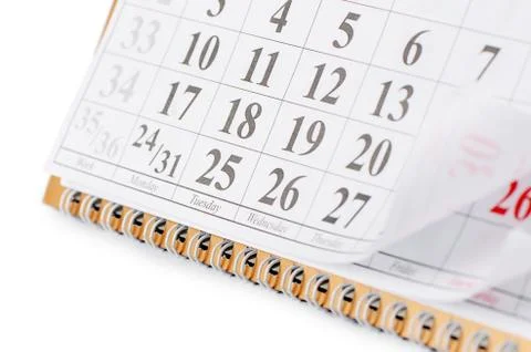 Closeup of dates on calendar page Stock Photos