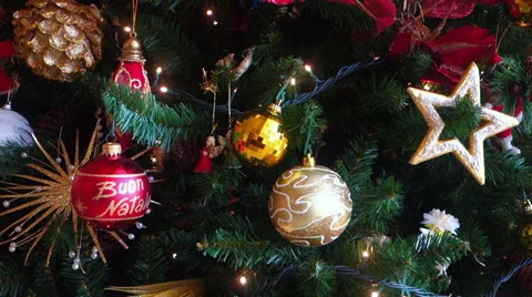 Closeup of decorated christmas tree Stock Footage 58667418