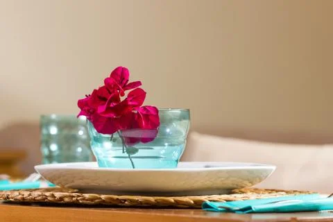 Closeup of decorated lunch table Stock Photos