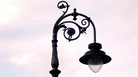 Closeup of decorative lamppost Stock Footage 274092268