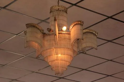 Closeup of decorative lights fixed to the ceiling Stock Photos
