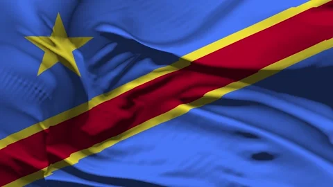 Closeup Democratic Republic of the Congo Flag Wave Loop waving in wind Reali Video stock 320215352