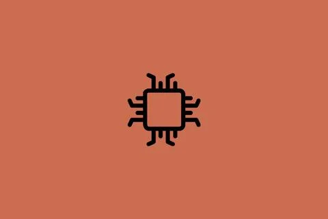 Closeup design of a tiny electronic chip on a brown background Stock Illustration