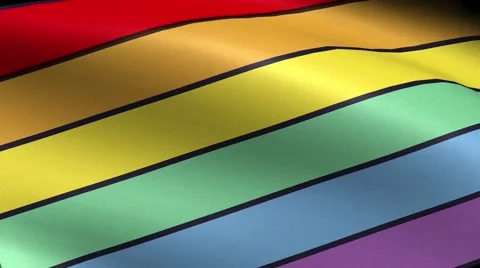 Closeup Detail of Angled Rainbow Flag Waving in Loop 库存影片 59673615