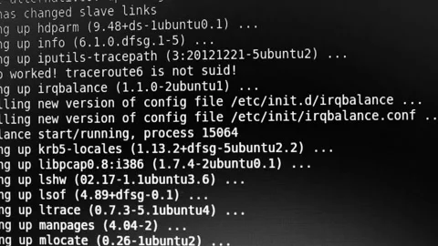 Closeup Detail Installing Linux On Computer Video Stock Footage 230911343