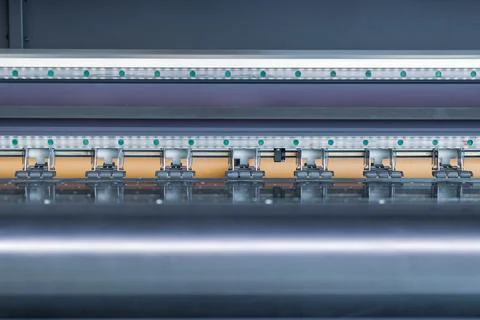 Closeup detail view of a plotter printer Stock Photos