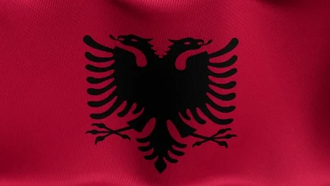Closeup detailed and loopable waving flag of Albania 스톡 동영상 84987692