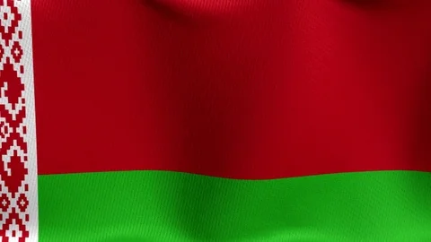 Closeup detailed and loopable waving flag of Belarus Stock Footage 84987774