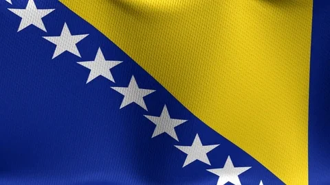 Closeup detailed and loopable waving flag of Bosnia Stock Footage 84987797