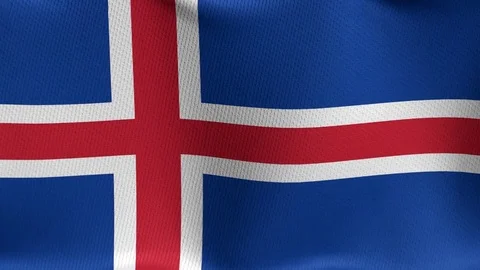 Closeup detailed and loopable waving flag of Iceland Stock-Footage 84988006