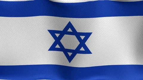 Closeup detailed and loopable waving flag of Israel Stock Footage 84988036