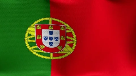 Closeup detailed and loopable waving flag of Portugal Stock Footage 84988277