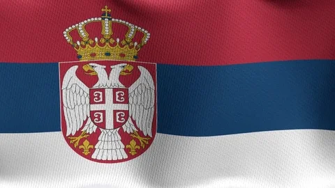 Closeup detailed and loopable waving flag of Serbia 스톡 동영상 84988358