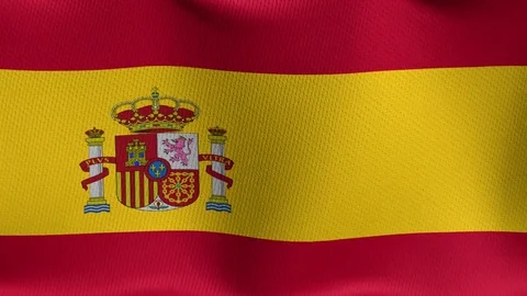 Closeup detailed and loopable waving flag of Spain Stock Footage