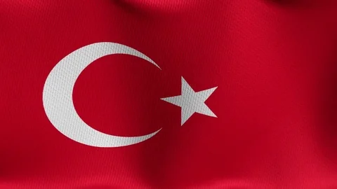 Closeup detailed and loopable waving flag of Turkey Stock-Footage 84988430