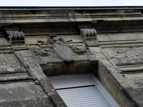 Closeup of details and elements of architectural decorations of buildings, sc Stock Photos