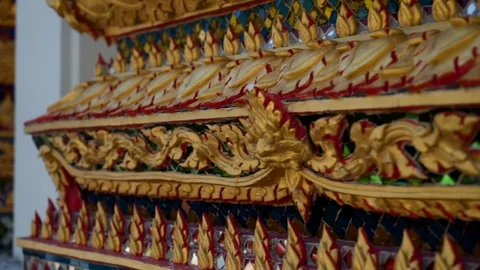 Closeup Of Details of a Buddhist monastery Stock Footage 123491444
