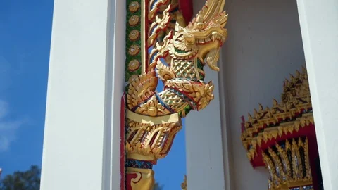 Closeup Of Details of a Buddhist monastery Stock Footage 123491531