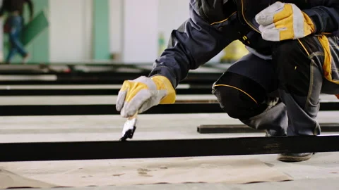 Closeup up details in front of the camera at construction site taking video of a Stock Footage 168650242