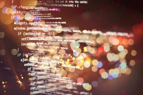 Closeup developing programming and coding technologies. Developer working on Stock Photos