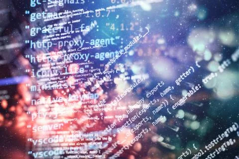 Closeup developing programming and coding technologies. Developer working on Stock Photos