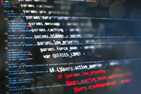 Closeup developing programming and coding technologies. Developer working on Stock Photos