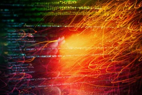 Closeup developing programming and coding technologies. Developer working on Stock Photos