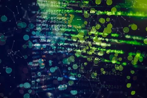 Closeup developing programming and coding technologies. Developer working on Stock Photos