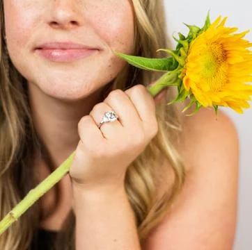 Closeup of diamond engagement ring Stock Photos