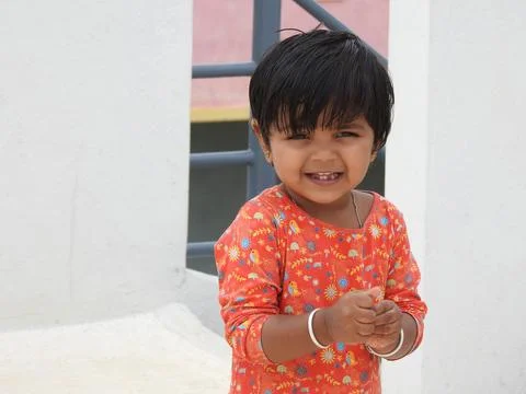 Closeup of different activity and actions of Indian girl kid playing above .. Stock Photos