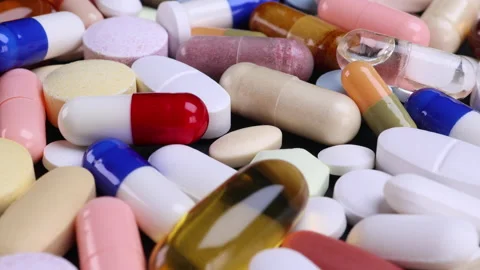 Closeup of different pills Stock Footage 170621600