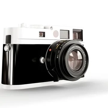 Closeup of a digital black and white camera isolated on a white background Stock Illustration