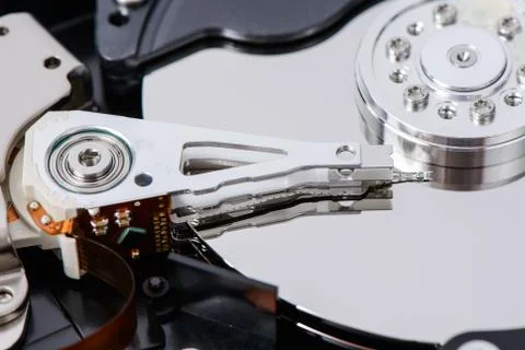 Closeup of disassembled Hard disk drive. Stock Photos