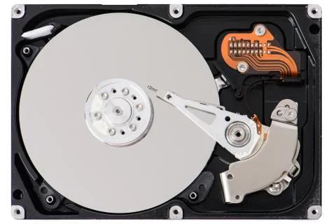 Closeup of disassembled Hard disk drive. Foto stock
