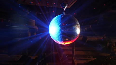 Closeup of a disco ball reflecting light in a nightclub, 4K Stock Footage 134608553