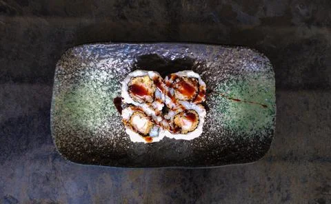Closeup on a dish of sushi Stock Photos